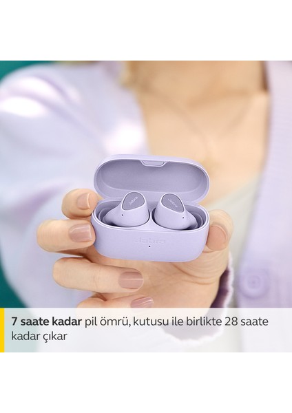 Elite 3 Kulak İçi Bluetooth Kulaklık - Kişiselleştirilebilir Ses ve Mono Modu ile 4 Mikrofonlu ve Gürültü Önleyici Özellikli Gerçek Kablosuz Kulaklık - Lila