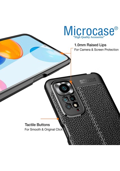Xiaomi Redmi Note 11 Global 2022 Leather Silikon Kılıf - Siyah