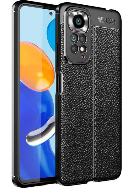 Xiaomi Redmi Note 11S Global 2022 Leather Silikon Kılıf - Siyah