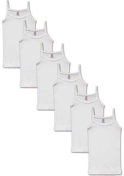 Kız Çocuk Beyaz Ip Askılı Atlet Ribana 6'lı Paket 561