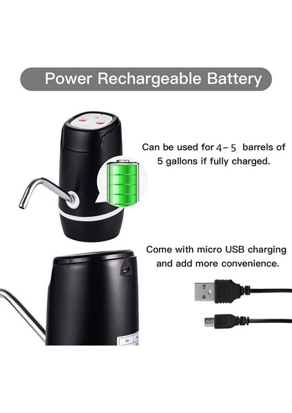 Su Dağıtıcısı 5 Galon Elektrikli Su Şişesi Pompası Taşınabilir USB Şarj Otomatik Şişe Sürahi Dispenser Pompası (Yurt Dışından) fırsatları