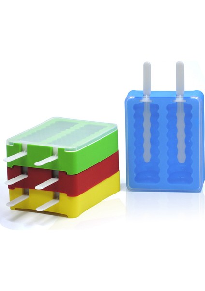 Kapaklı 4 Adet Dondurma Kalıpları Silikon Uzun Stil Buz Küpleri Popsicle Maker Kalıp Araçları (Mavi, Sarı, Yeşil ve Kırmızı) (Yurt Dışından)