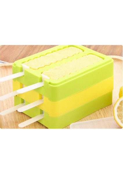 Kapaklı 4 Adet Dondurma Kalıpları Silikon Uzun Stil Buz Küpleri Popsicle Maker Kalıp Araçları (Mavi, Sarı, Yeşil ve Kırmızı) (Yurt Dışından)