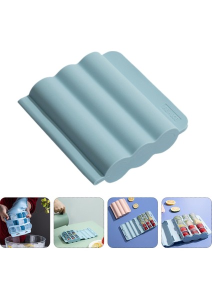 1 Adet Ev Dalga Buz Yapma Kalıp Tatlı Dükkanı Buz Kutusu Buz Küp Tepsisi Kapak (Mavi) (Yurt Dışından)