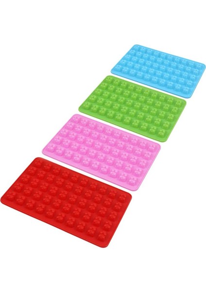 Sakızlı Ayı Kalıp Damlalık 50 Delik 4 Renkler Ayı Gıda Sınıfı Silikon Kalıp Buz Küp Kalıp Şeker Çikolata Yapışmaz (18.8 x 13.7 x 1 Cm) (Yurt Dışından)