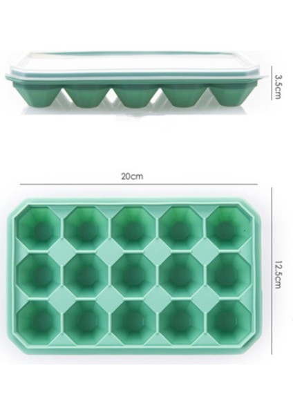 20 cm 15 Izgara Silikon Buz Tepsisi Kapaklı Dıy Ice Küp Kalıp Buz Şeker Kek Pudingi Çikolata Kalıpları Kolay Serbest Bırakma Buz Kalıp (Yeşil) (Yurt Dışından) fiyatları