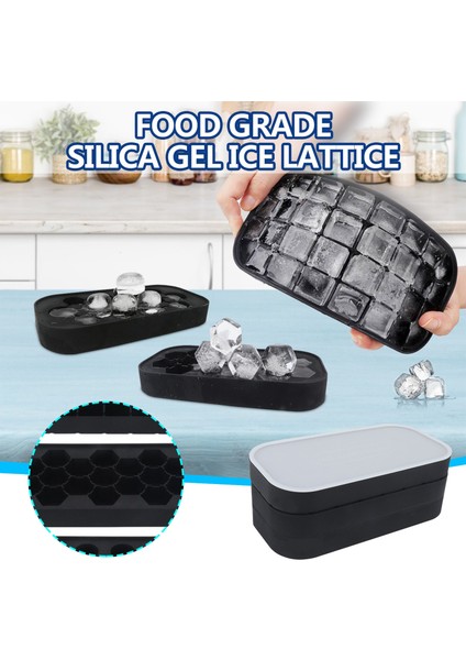 22 cm Buz Küpü Maker Yeni Silikon Buz Tepsisi Buz Küpleri Kalıp Buz Kutusu Kapakları ile Yığın Tepsileri Silikon Kalıp Silikon Kalıp (Siyah) (Yurt Dışından) modelleri