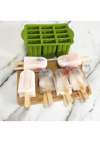 Buz Küpü Tepsi Popsicle Varil Maker Kalıp Aracı Silikon Dondurulmuş Buz Popsicle Maker 12 Kavidiler Dondurma Kalıp Dıy Ev Yapımı Kalıplar (Yeşil) (Yurt Dışından)