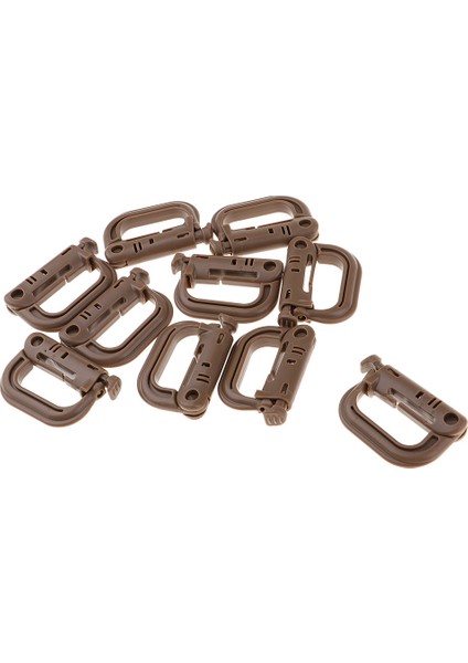 10PCS Sırt Çantası Taktik Molle Kilitleme Dokuma Tokası Karabiner Tırmanma Kanca Kahverengi (Yurt Dışından)