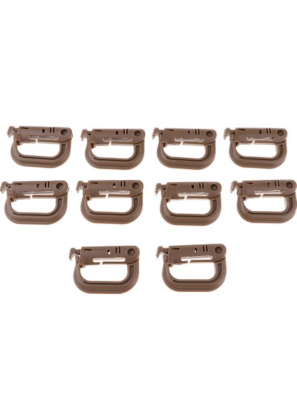 10PCS Sırt Çantası Taktik Molle Kilitleme Dokuma Tokası Karabiner Tırmanma Kanca Kahverengi (Yurt Dışından) fırsatları