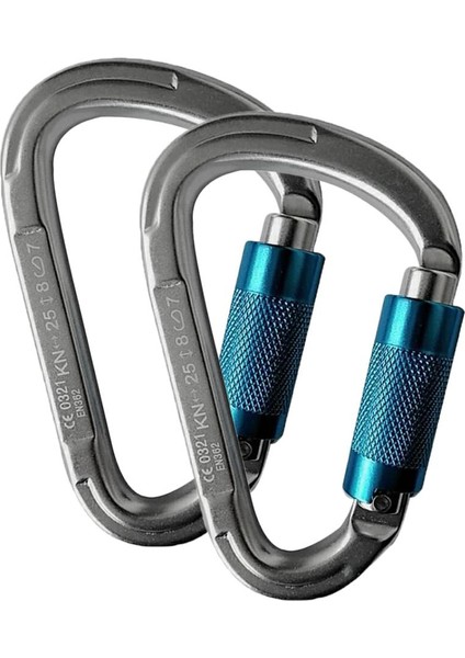 2pcs Kaya Tırmanma Alüminyum Karabiner 25KN D Paro Vidalı Kilitleme Kapısı Tokası (Yurt Dışından)