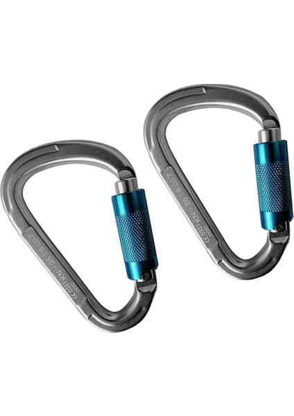 2pcs Kaya Tırmanma Alüminyum Karabiner 25KN D Paro Vidalı Kilitleme Kapısı Tokası (Yurt Dışından) fırsatları