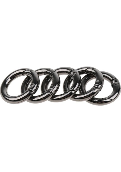 5 Adet Çinko Alaşım Yuvarlak Karabiner Anahtarlık Anahtarlık Anahtarlık Yay Çıtçıt Klips Açma Siyah 12MM (Yurt Dışından)