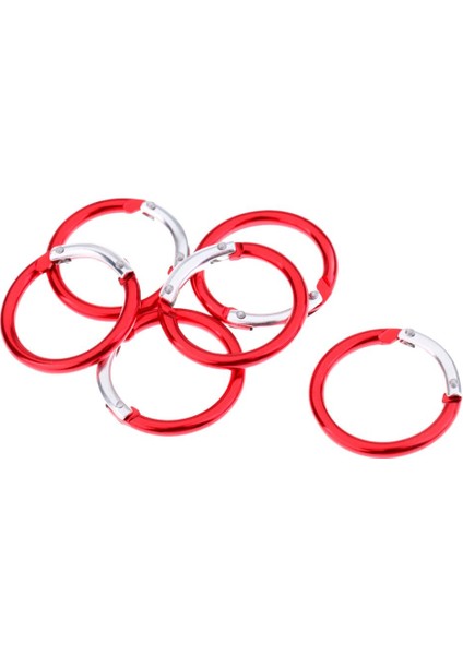 6pcs Yuvarlak Alüminyum Yay Snap Kupa Kancaları Anahtar Zincir Anahtar Yüzük Karabıner Kırmızı (Yurt Dışından)