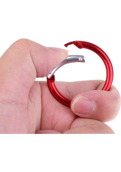 6pcs Yuvarlak Alüminyum Yay Snap Kupa Kancaları Anahtar Zincir Anahtar Yüzük Karabıner Kırmızı (Yurt Dışından) fiyatları