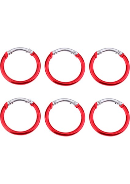 6pcs Yuvarlak Alüminyum Yay Snap Kupa Kancaları Anahtar Zincir Anahtar Yüzük Karabıner Kırmızı (Yurt Dışından) modelleri