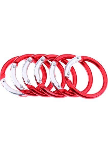 6pcs Yuvarlak Alüminyum Yay Snap Kupa Kancaları Anahtar Zincir Anahtar Yüzük Karabıner Kırmızı (Yurt Dışından) indirimleri