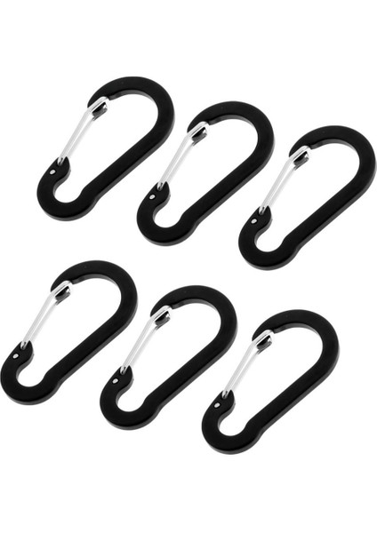 6pcs Carabiner 2 "alüminyum Kilitleme Klip Kampı Snap Hook Anahtarlık Keyping Siyah (Yurt Dışından)
