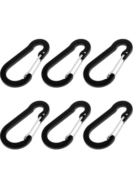 6pcs Carabiner 2 "alüminyum Kilitleme Klip Kampı Snap Hook Anahtarlık Keyping Siyah (Yurt Dışından) indirimleri