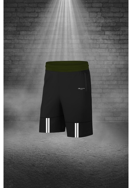 Erkek Haki Dri-Fit Kumaş Yürüyüş Için Konforlu Cepli Sıfır Yaka Tişört Şort Seti S-3xl