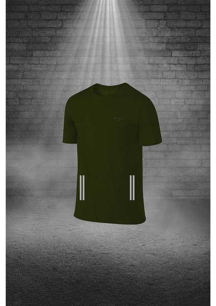 Erkek Haki Dri-Fit Kumaş Bisiklet Yaka Kısa Kol Günlük Rahat Tişört Şort Alt Üst Sporcu Takım S-3xl