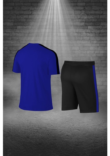 Erkek Mavi Dri-Fit Kumaş Antrenman ve Koşu Için Konforlu Cepli Kısa Kol Tişört Şort Ikili Takım S-3xl fırsatları