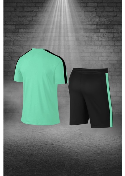 Erkek Su Yeşili Dri-Fit Kumaş Düz Kısa Kol Konforlu Tişört Şort Alt Üst Ikili Takım Seti S-3xl fırsatları