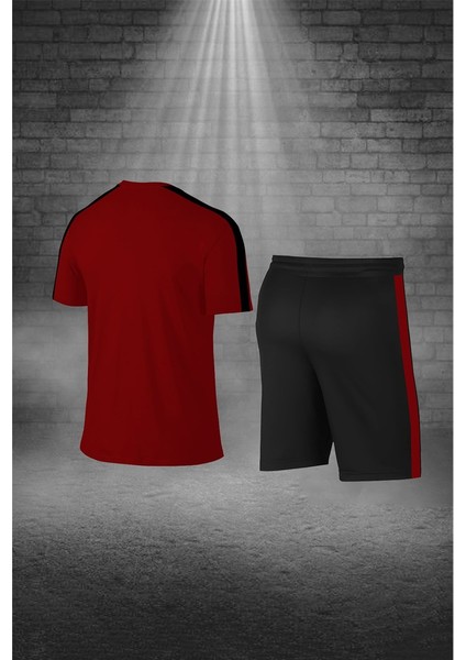 Erkek Bordo Dri-Fit Kumaş Cepli Baskısız Bisiklet Yaka Sporcu Tişört Şort Alt Üst Ikili Takım S-3xl fırsatları