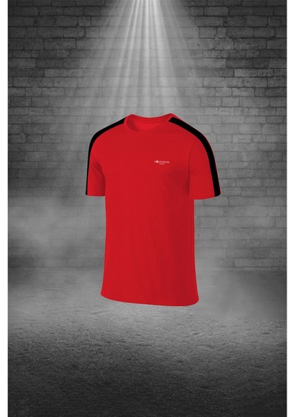 Büyük Beden Erkek Kırmızı Dri-Fit Kumaş Baskısız Bisiklet Yaka Kısa Kol Konforlu Alt Üst Takım Şort Tişört Seti 4XL-10XL
