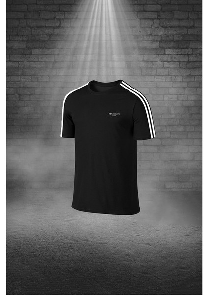Büyük Beden Erkek Siyah Dri-Fit Kumaş Yuvarlak Yaka Cepli Şık Konforlu Tişört Şort Seti 4XL-10XL