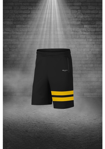 Büyük Beden Erkek Sarı Dri-Fit Kumaş Düz Yuvarlak Yaka Kısa Kol Konforlu Tişört Şort Alt Üst Ikili Takım Seti 4XL-10XL