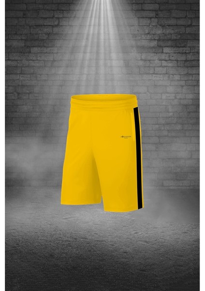 Büyük Beden Erkek Sarı Dri-Fit Kumaş Baskısız Konforlu Tişört Şort Alt Üst Ikili Takım Seti 4XL-10XL modelleri