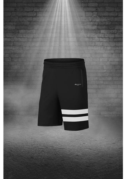 Büyük Beden Erkek Siyah Dri-Fit Kumaş Yürüyüş Için Konforlu Cepli Sıfır Yaka Tişört Şort Ikili Alt Üst Spor Seti 4XL-10XL