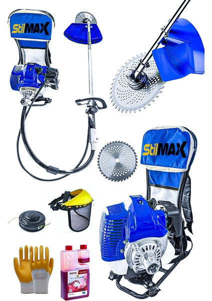 Germany Type Metal Dişli Benzinli Sırt Tipi Tırpan Çalı Ot Çayır Çim Biçme Makinesi 63 Cc 5.9 Hp