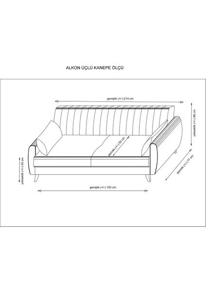 Alkon Üçlü Koltuk-Açık Gri 99