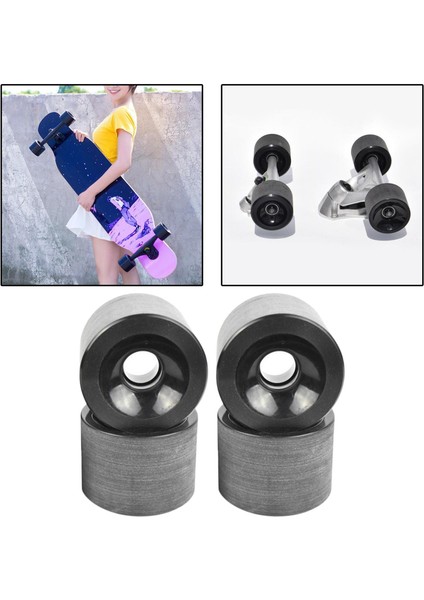 4x Longboard Wheels Set Yüksek Performanslı Kaykay Millete Bakım Tekerleği Siyah (Yurt Dışından)