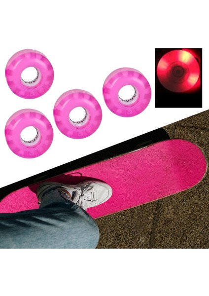 4pcs Aydınlık Silindir Skate Wheels Longboard Çift Sıralı Paten Pembesi Için Aydınlatıyor (Yurt Dışından) fırsatları