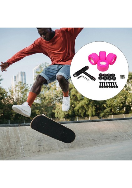 Kaykay Yatakları Tekerlek Dıy Aksesuar Kiti Longboard Içi Skate Scooters 70X51MM Pembe (Yurt Dışından)