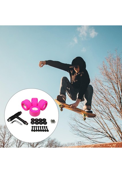 Kaykay Yatakları Tekerlek Dıy Aksesuar Kiti Longboard Içi Skate Scooters 70X51MM Pembe (Yurt Dışından)