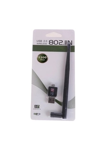 Kablosuz 1200 Mbps USB 2.0 Mini Wifi Adaptörü 802.11N / G / B Kablosuz Alıcı