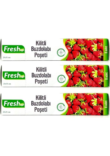 Fresh-Up 23X31 cm Büyük Boy Kilitli Buzdolabı Poşeti 24 Adet