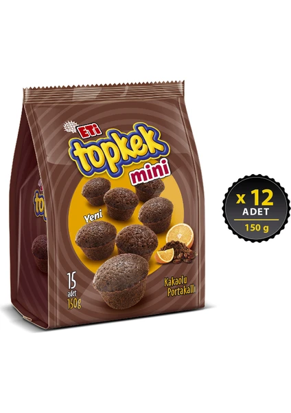 Topkek Mini Kakaolu Portakallı Kek 150 g x 12 Adet