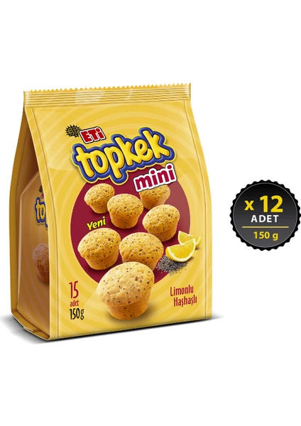 Topkek Mini Limonlu Haşhaşlı Kek 150 g x 12 Adet