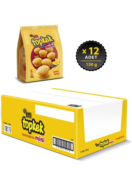 Topkek Mini Limonlu Haşhaşlı Kek 150 g x 12 Adet