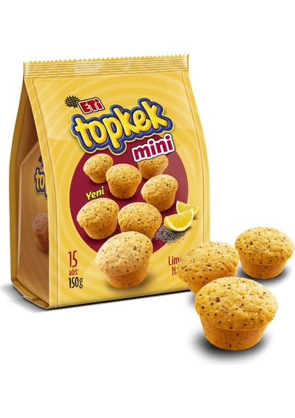 Topkek Mini Limonlu Haşhaşlı Kek 150 g x 12 Adet