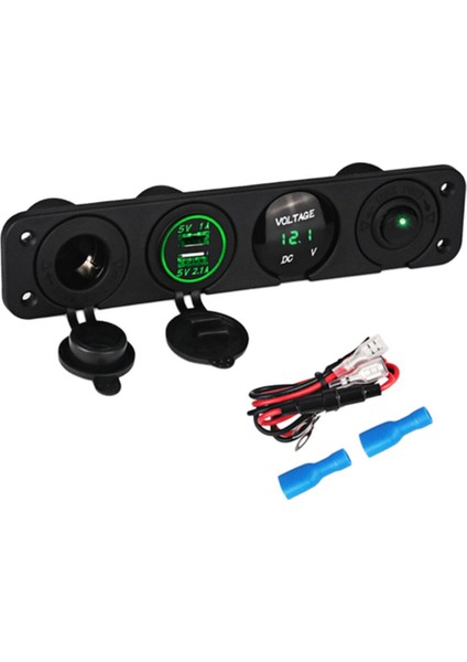 12V Işıklı Anahtarlar LED Voltmetre ile W / 5V Çift 2.1A / 1A Şarj Cihazı Anahtarları (Yurt Dışından)
