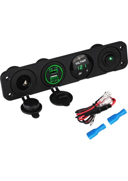 12V Işıklı Anahtarlar LED Voltmetre ile W / 5V Çift 2.1A / 1A Şarj Cihazı Anahtarları (Yurt Dışından) modelleri