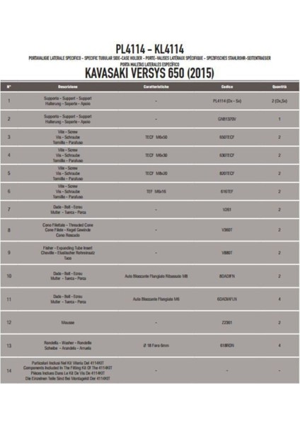 KL4114 Kawasakı Versys 650 (15-21) Yan Çanta Taşıyıcı indirimleri