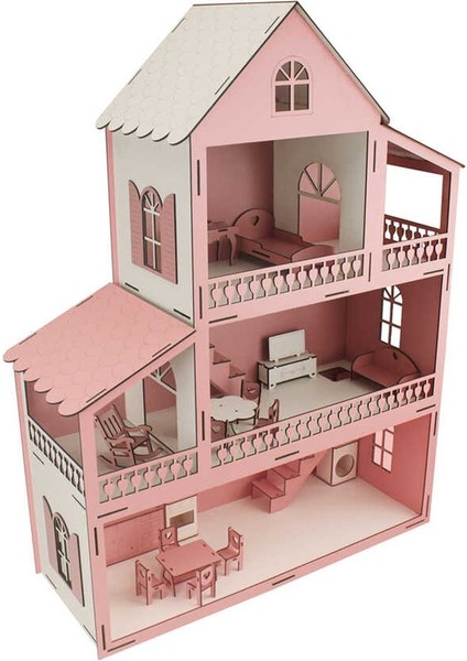 3 Katlı Pembe Bebek Oyun Evi