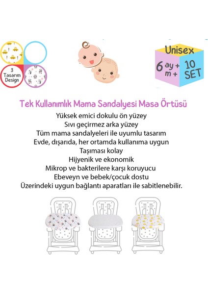 Tek Kullanımlık Mama Sandalyesi Masa Kılıfı-Örtüsü 20-Adet